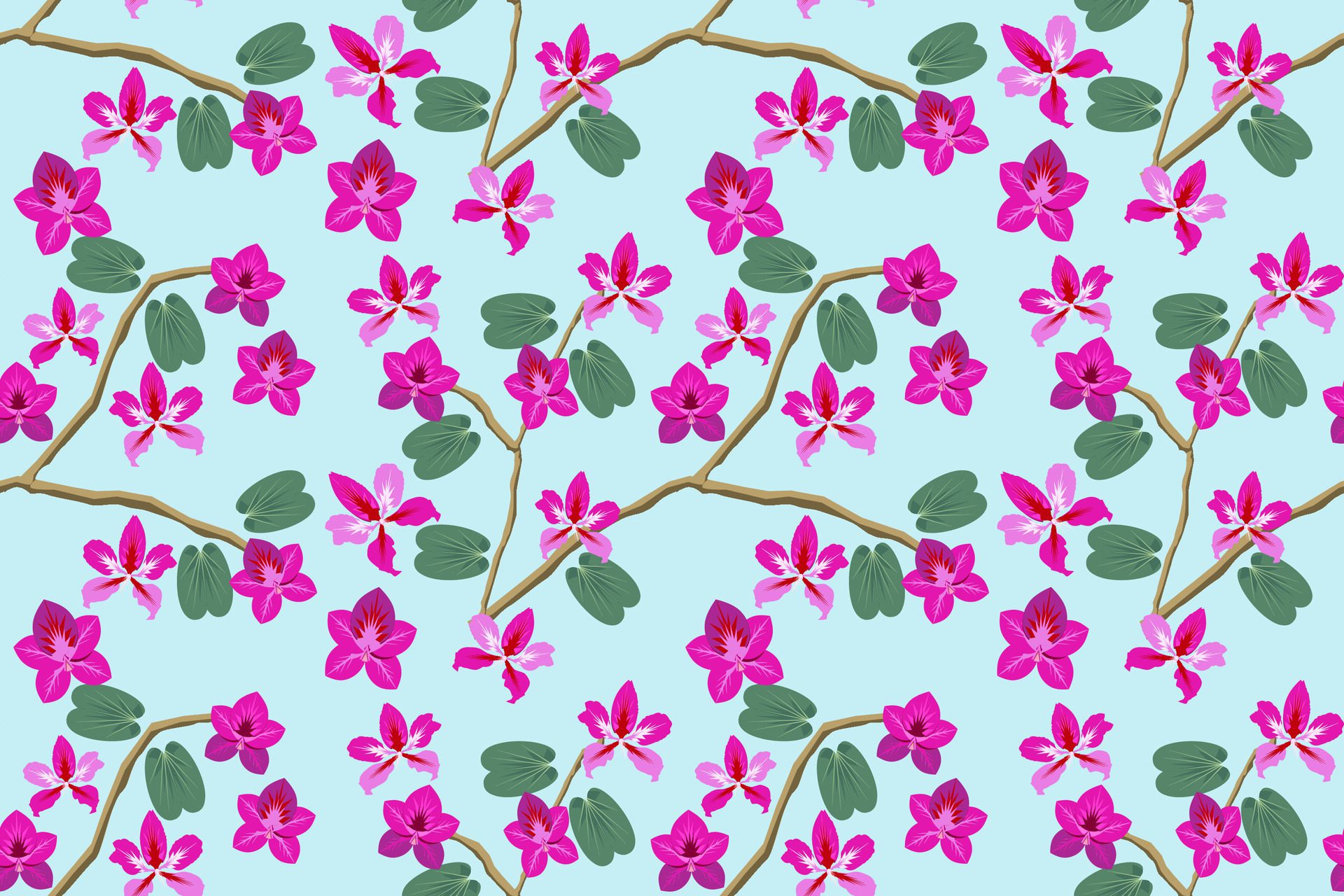 Bauhinia Floral Seamless Pattern. Vector Illustration design for fabric, tile, wrapping, wallpaper, and background Free Vector