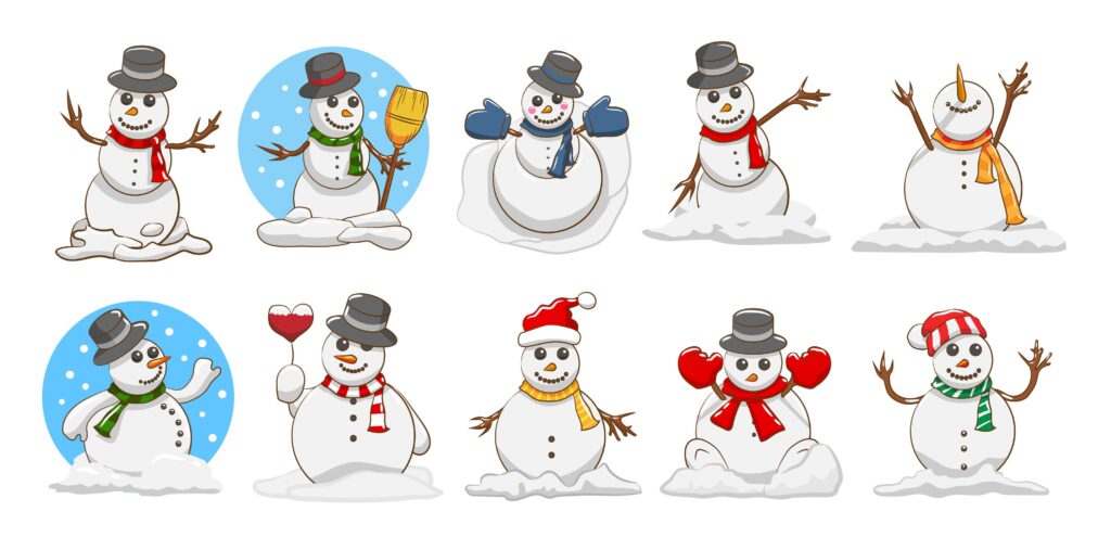 Snowman Cartoon Set Stock Free