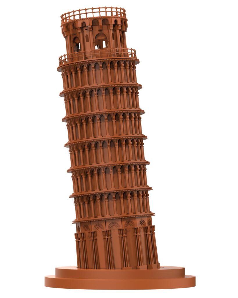 Leaning Tower of Pisa close-up scene isolated on background. Ideal for large publications or printing. 3d rendering – illustration Stock Free