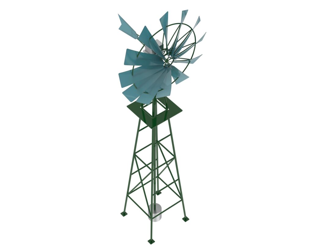 Windmill isolated on background. 3d rendering – illustration Stock Free