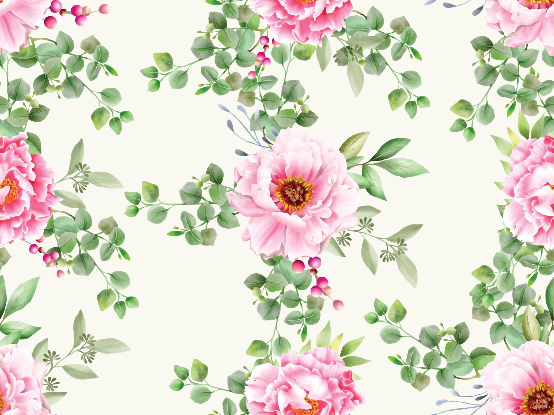 beautiful floral watercolor seamless pattern Free Vector