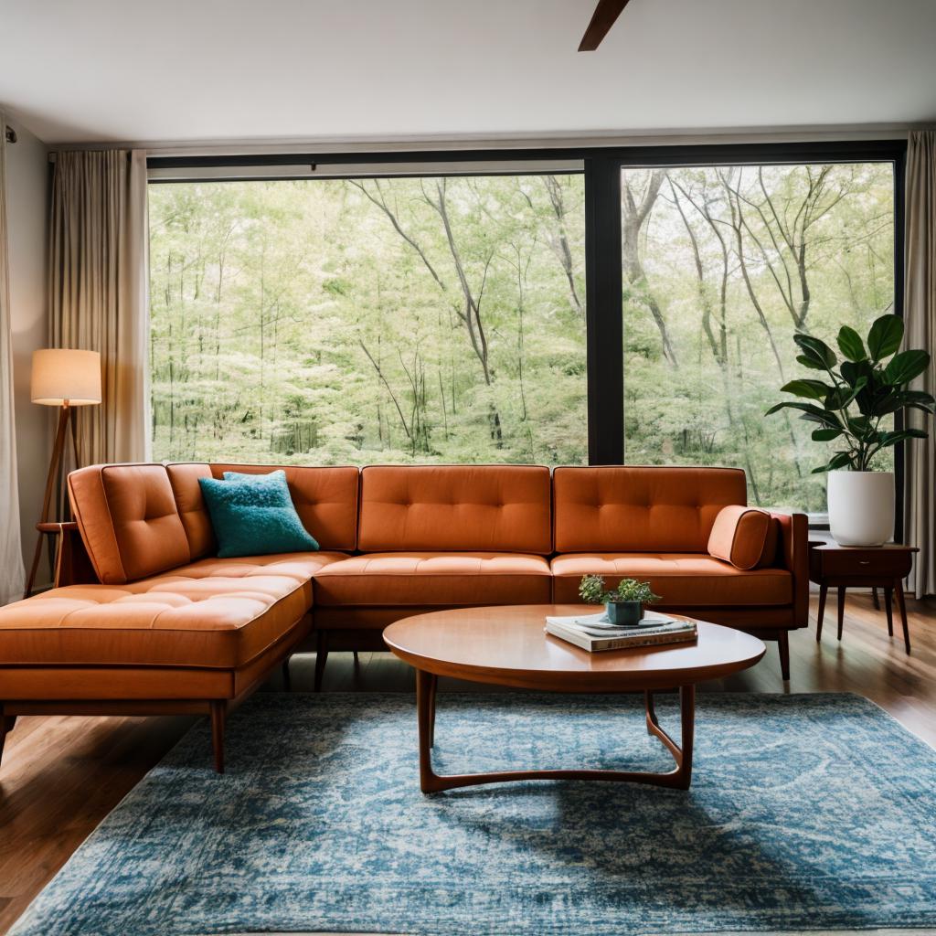 Mid-century modern living room by @ai_generated