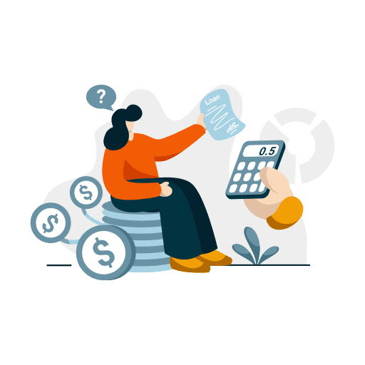 Interest, loan, calculator illustration