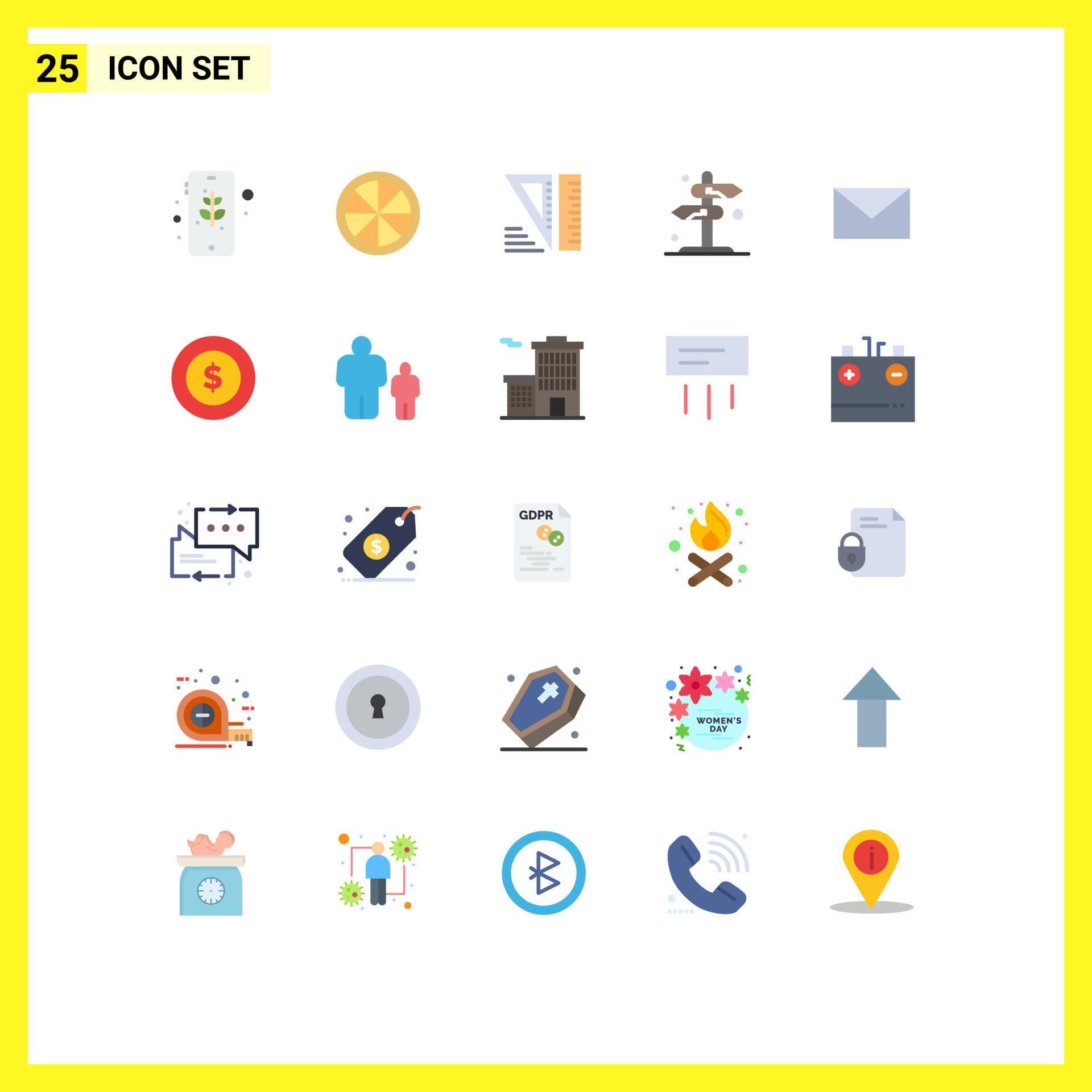 Set of 25 Modern UI Icons Symbols Signs for message email geometrical arrow sign Editable Vector Design Elements Stock Free