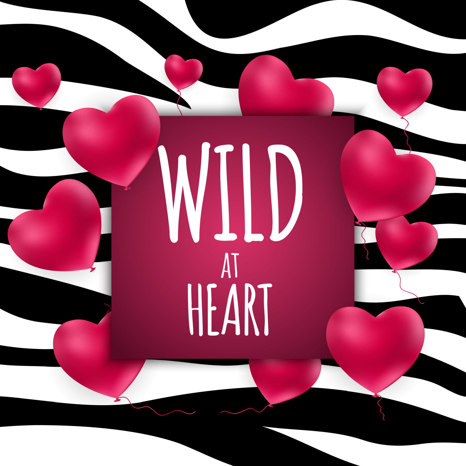 Wild at Heart Background with Zebra Skin Pattern. Vector Illustratio Free Vector