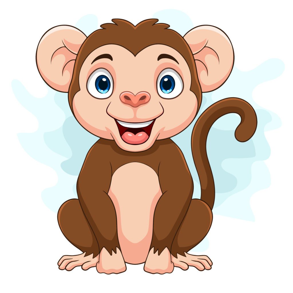 Cartoon monkey on white background Free Vector