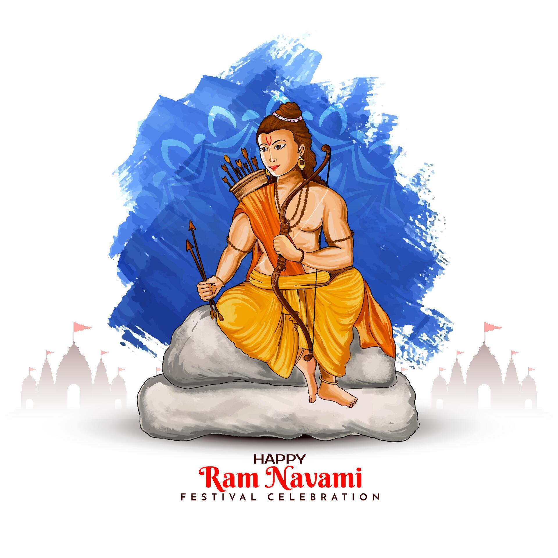 Elegant Happy Shree Ram Navami Indian festival greeting card Stock Free