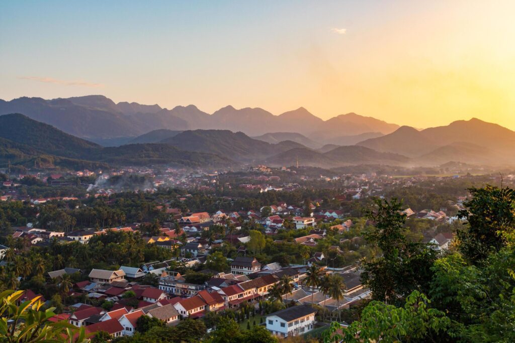 view point sunset in luang prabang, laos. Stock Free