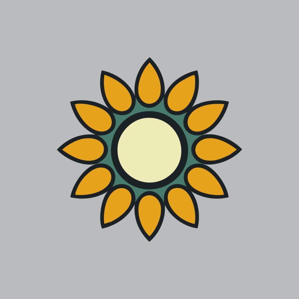 Sunflower icon on grey background. illustration. Stock Free