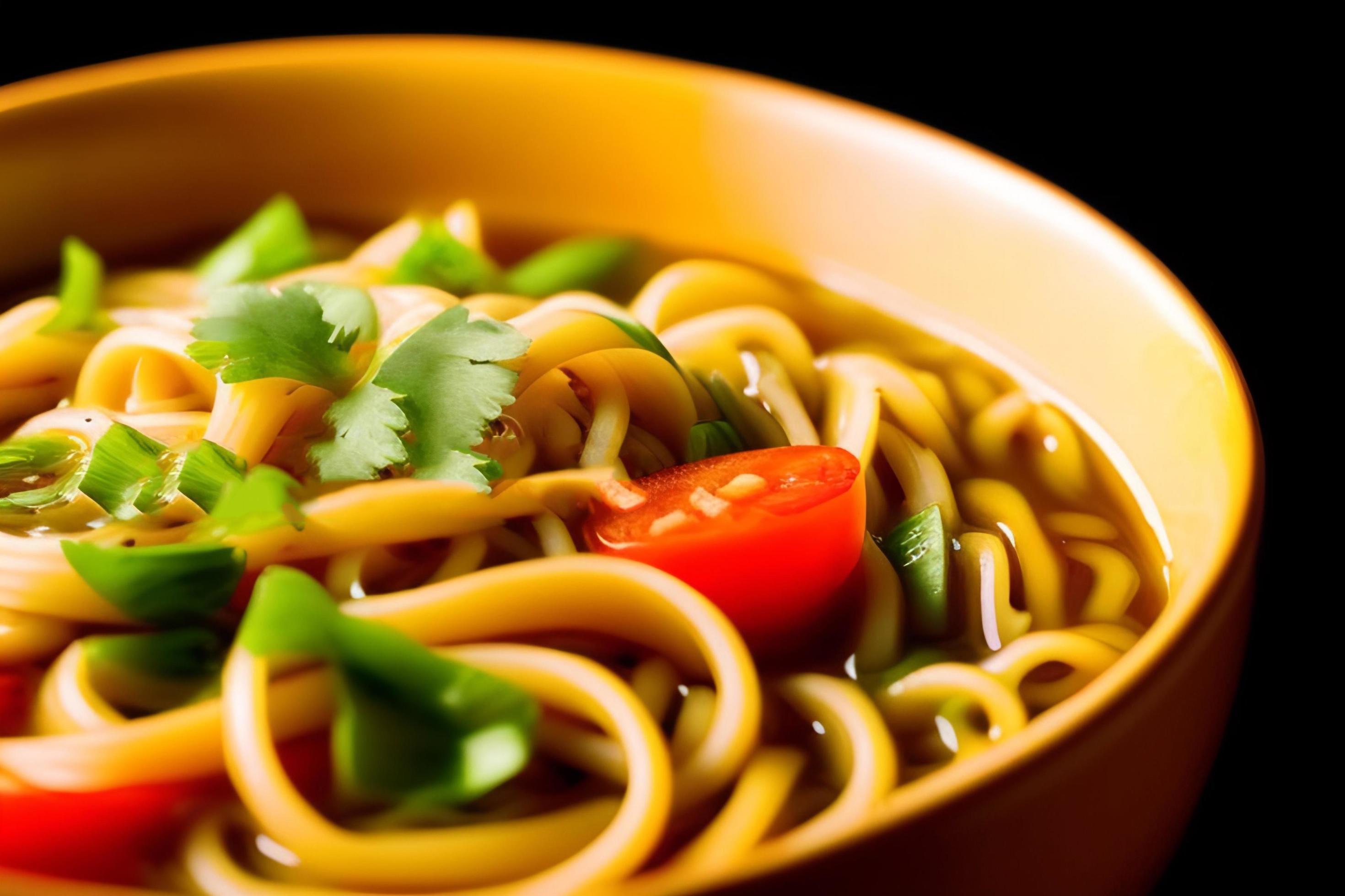 Delicious noodles. Fast food meal with appetizing pasta and chopsticks. Stock Free