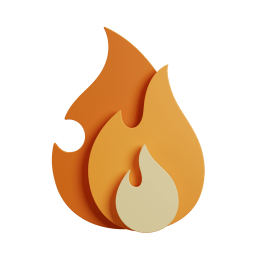 Flame, fire, burn 3D illustration