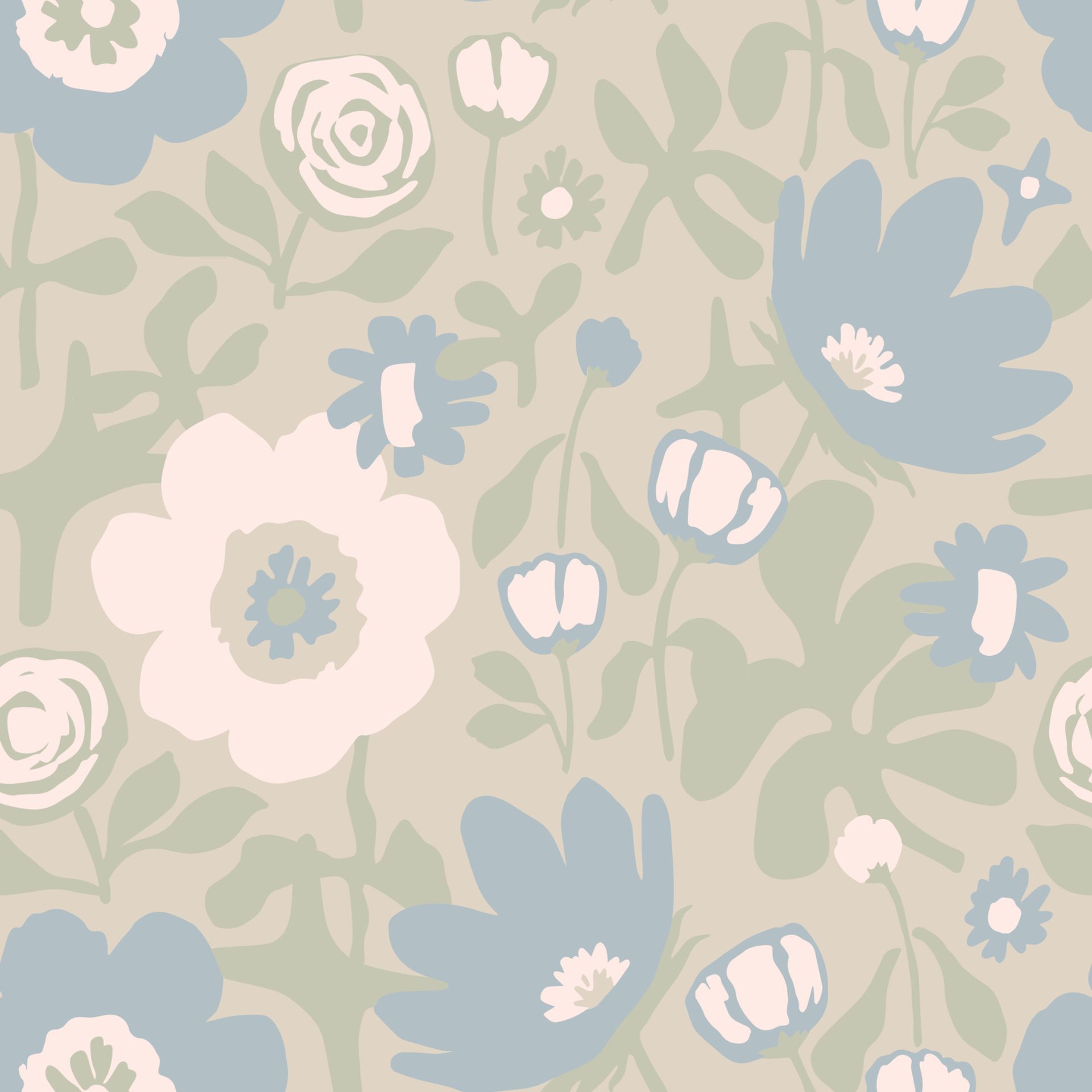 Vector flower illustration seamless repeat pattern Free Vector