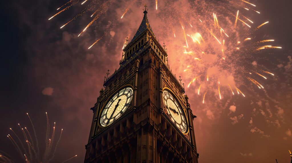 Holiday Fireworks in London. Illustration Stock Free