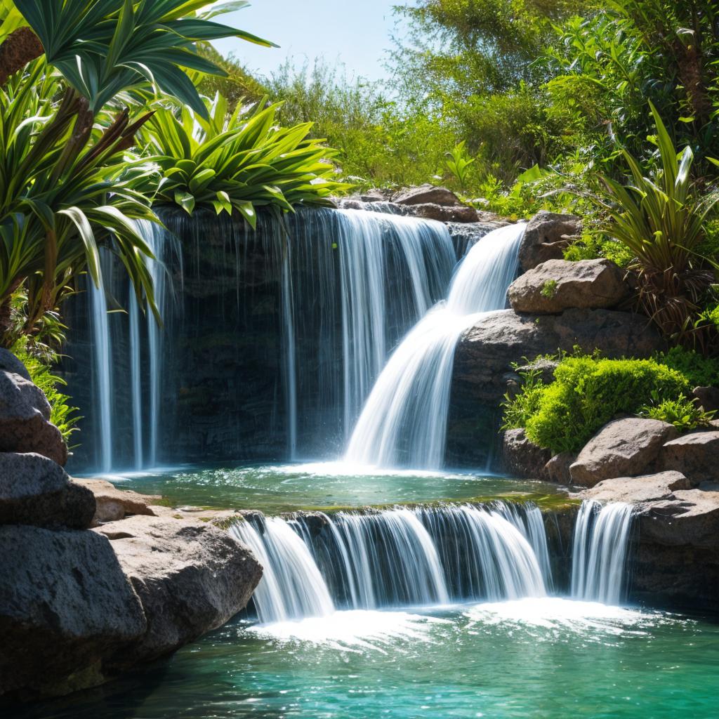 Waterfall in an oasis by @ai_generated