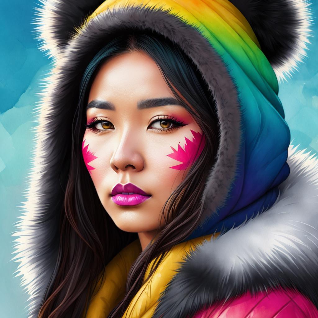 Bunt Colorierte Inuit Frau by @ai_generated