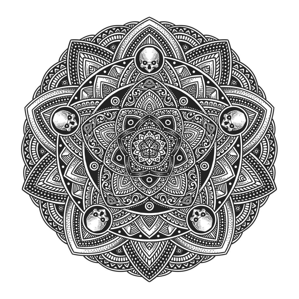 Beautiful floral pattern mandala art isolated on a black background – Eps 10 Free Vector