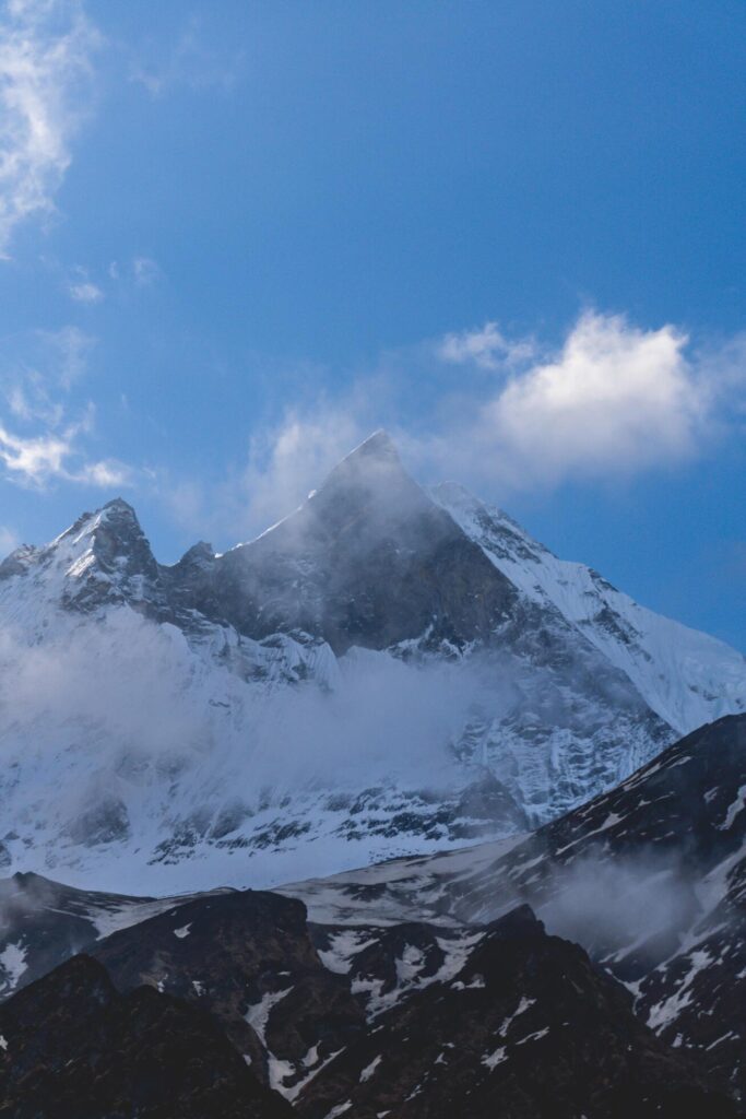 Mountain in Nepal, Annapurna Base Camp, Machapuchare Mountain, Annapurna Trekking, Travel in Nepal Stock Free