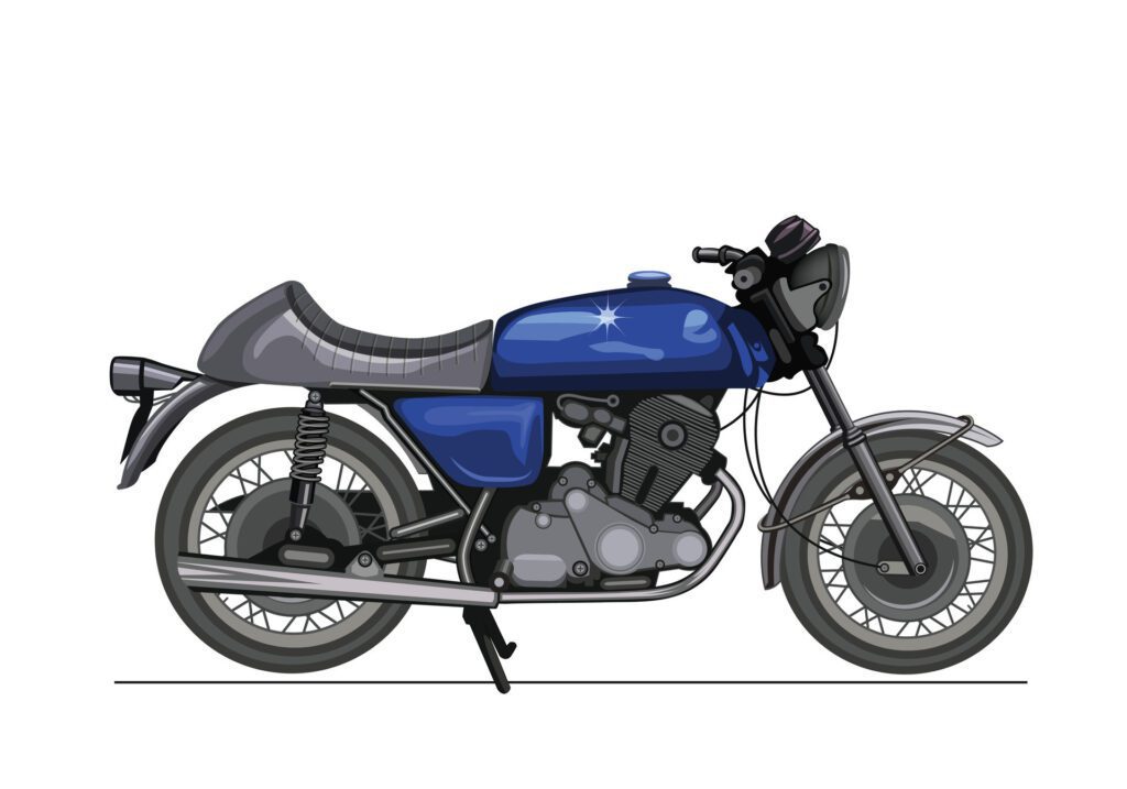 Blue classic motorcycle vector with isolated on white background. Free Vector