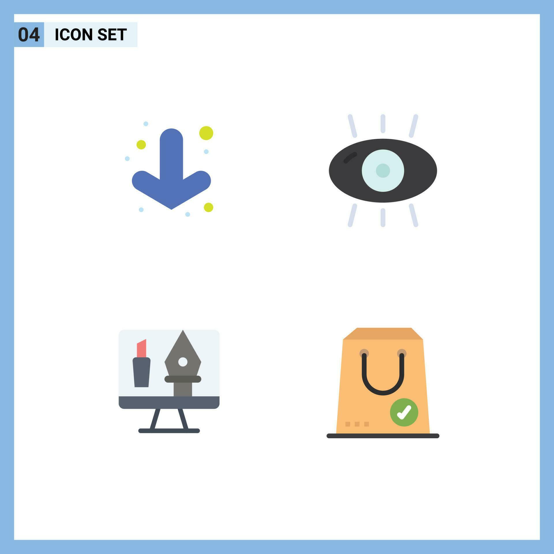 4 Universal Flat Icons Set for Web and Mobile Applications arrow editing disease form computer Editable Vector Design Elements Stock Free