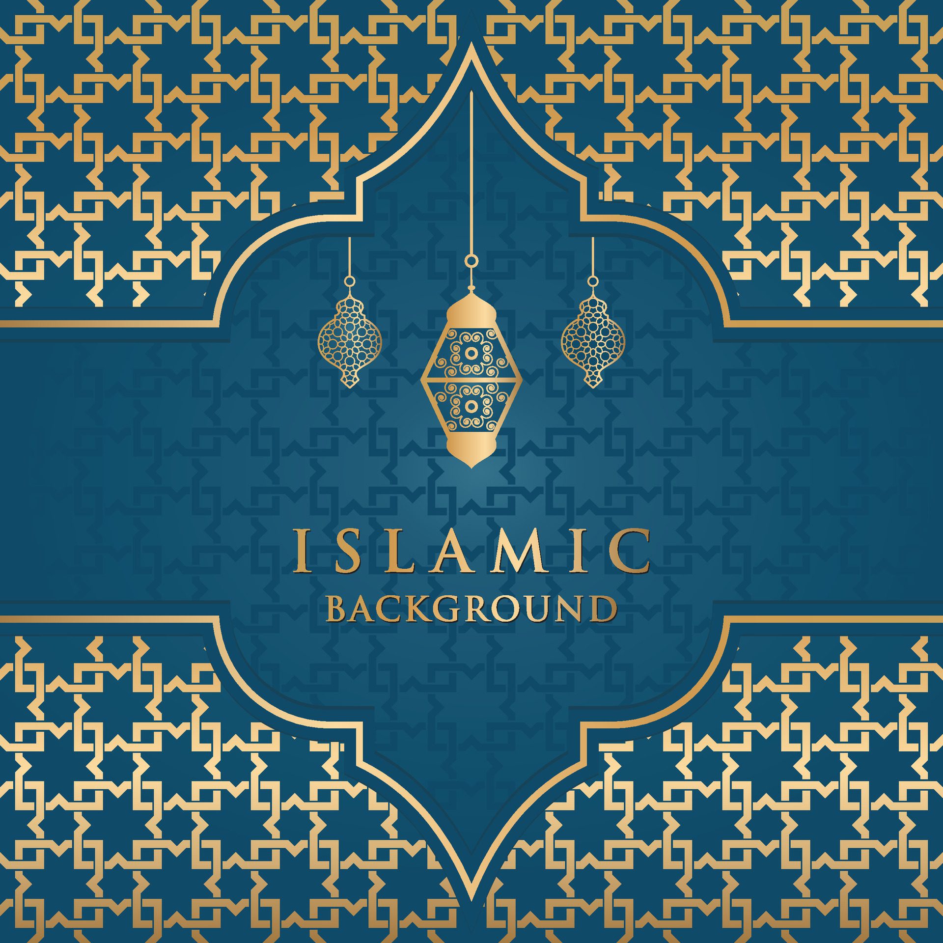 Islamic Ramadan Kareem Eid Mubarak Arabic Luxury Ornamental Background with Islamic Pattern and Decorative Ornament Frame Free Vector