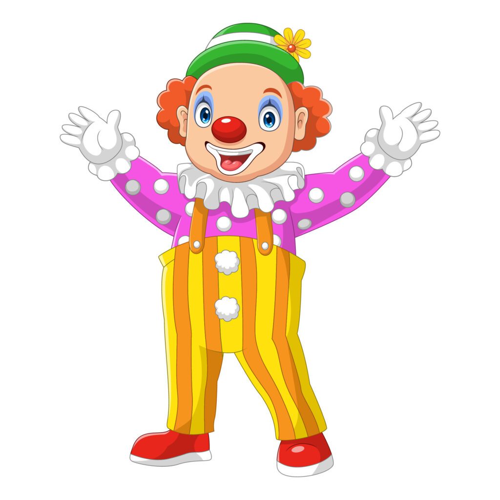 Cartoon happy clown on white background Free Vector