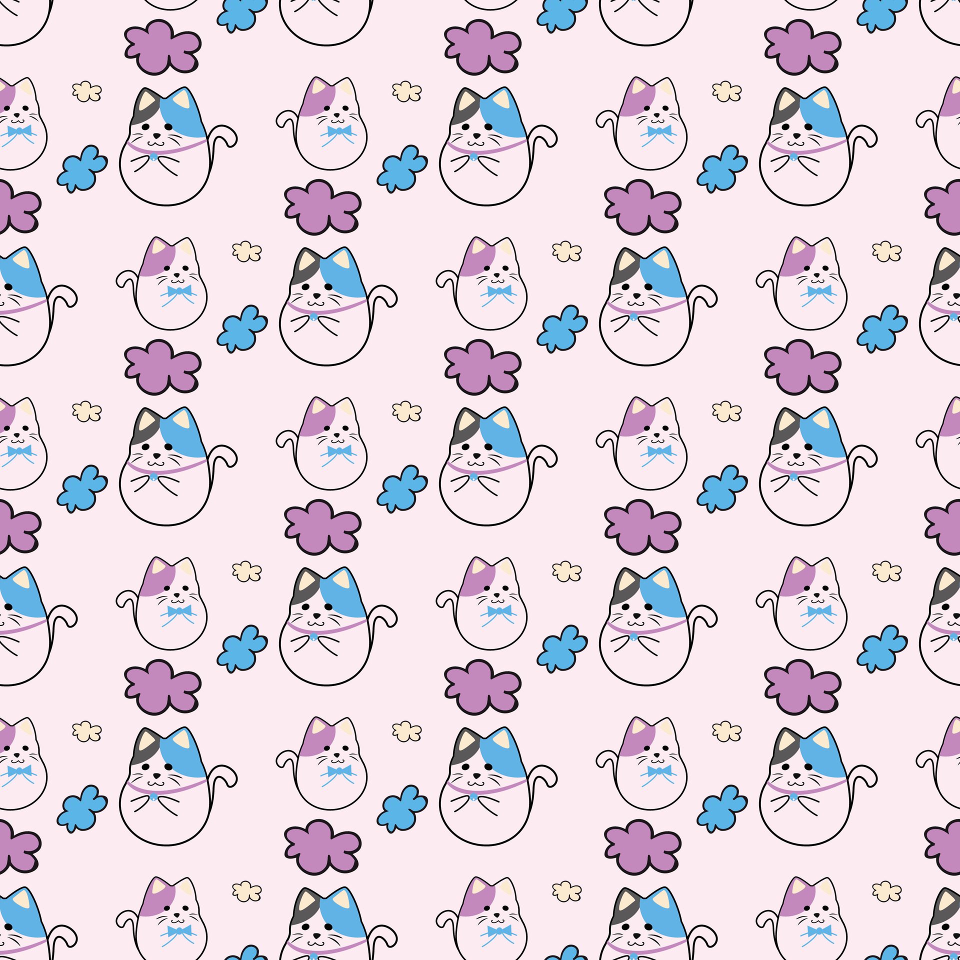 Sweet Kittys Seamless Pattern Design Free Vector