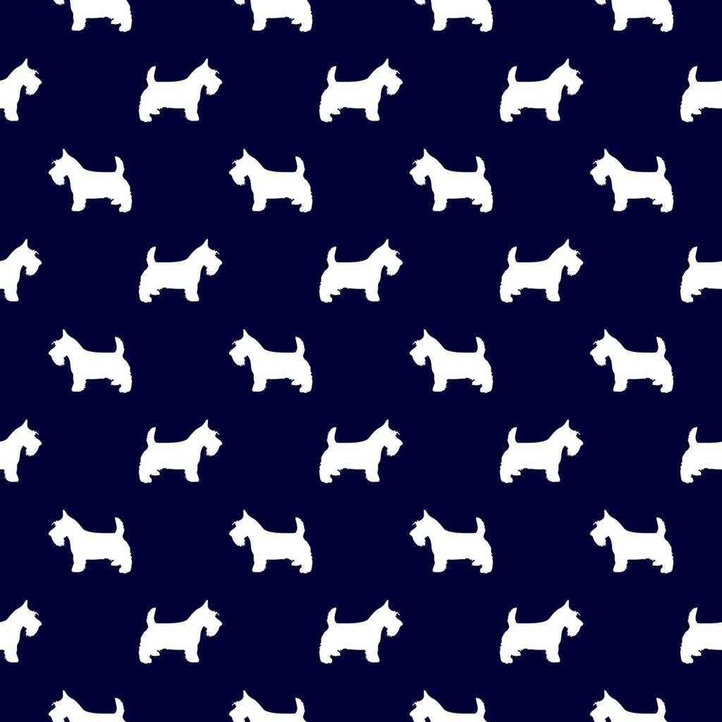 Scottish Terrier seamless pattern in navy and white Free Vector