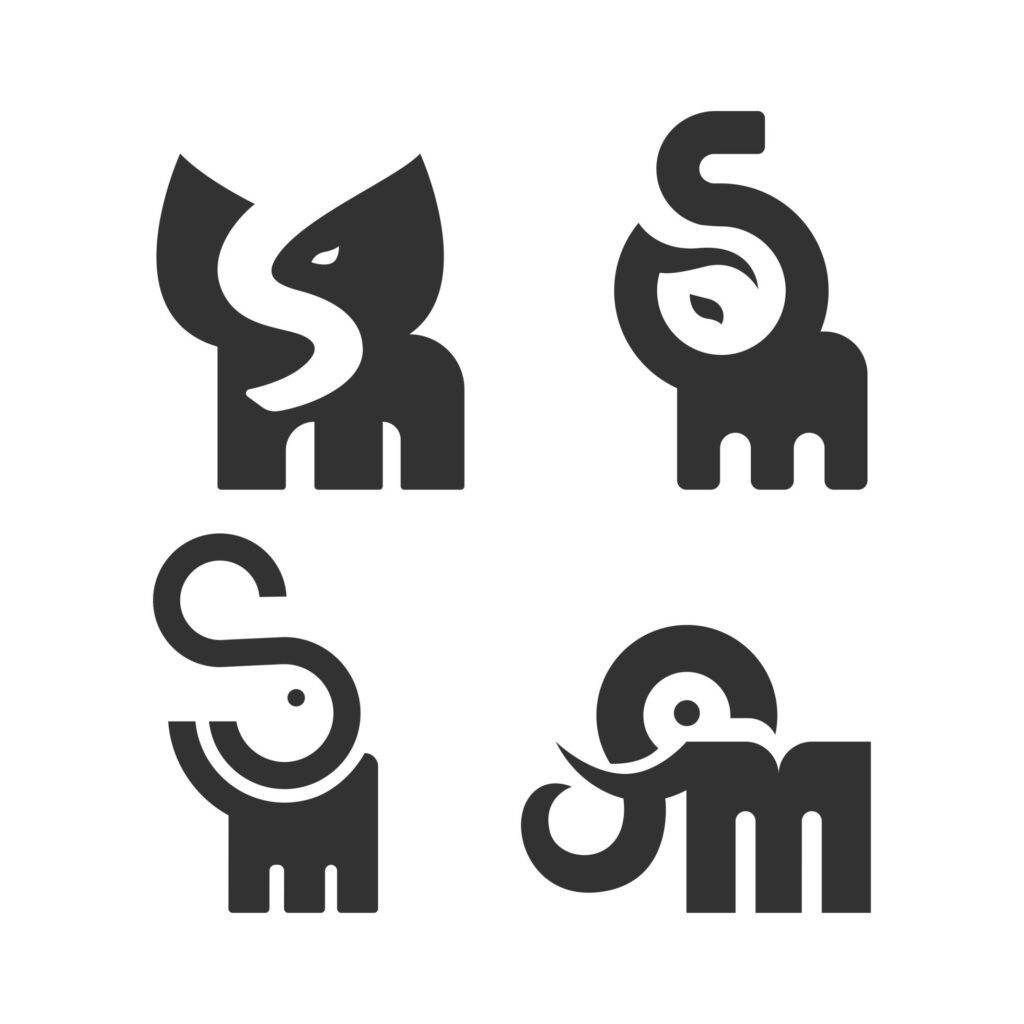 Set of elephant sm logos Stock Free