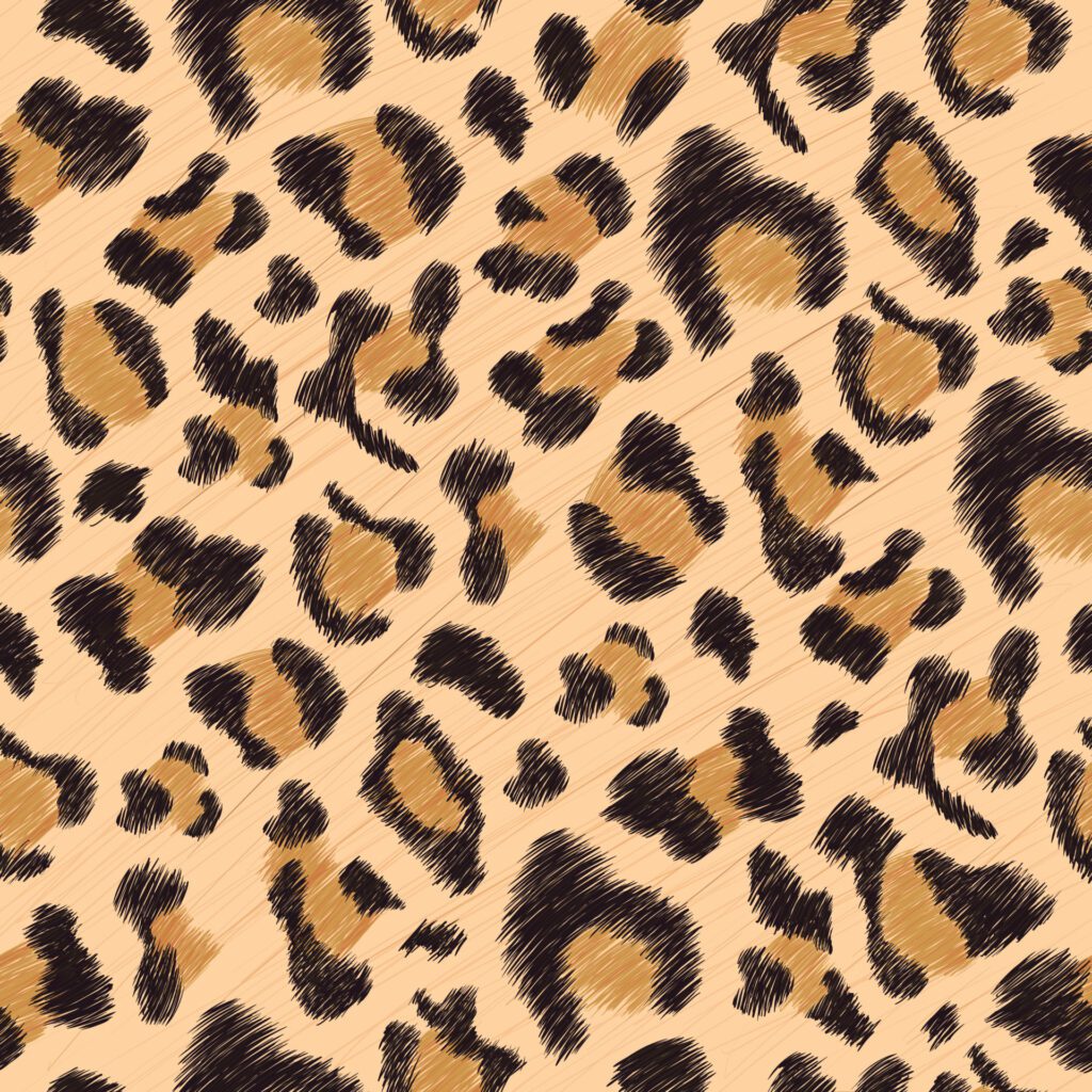 Hand drawn Seamless pattern of Leopard skin, Detail skin of leopard, Realistic Leopard pattern Free Vector