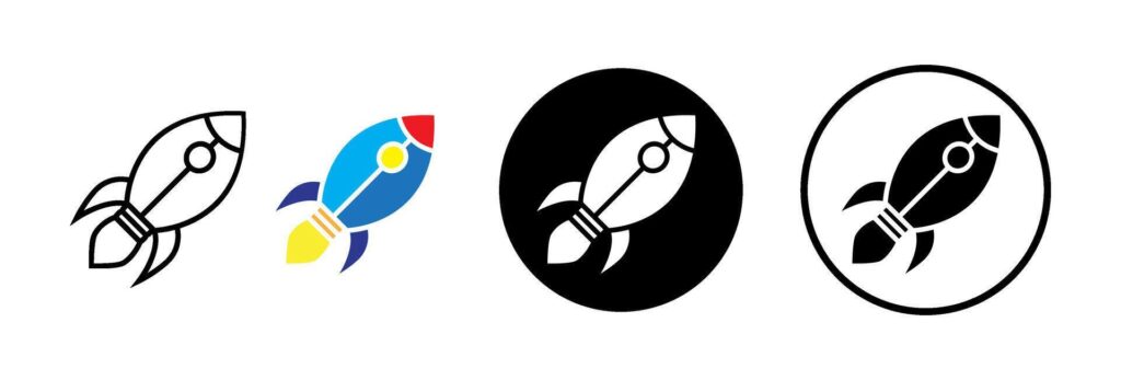 Rocket icon. spaceship launch. startup icon set Stock Free