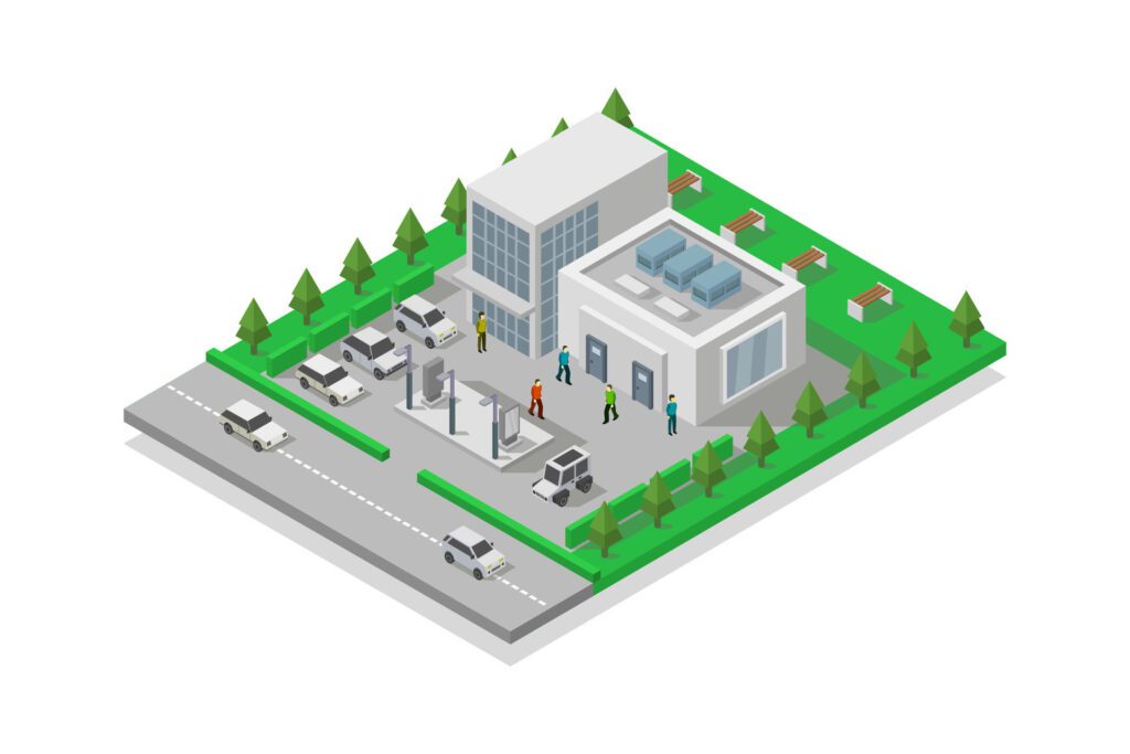 City store isometric on white background Free Vector