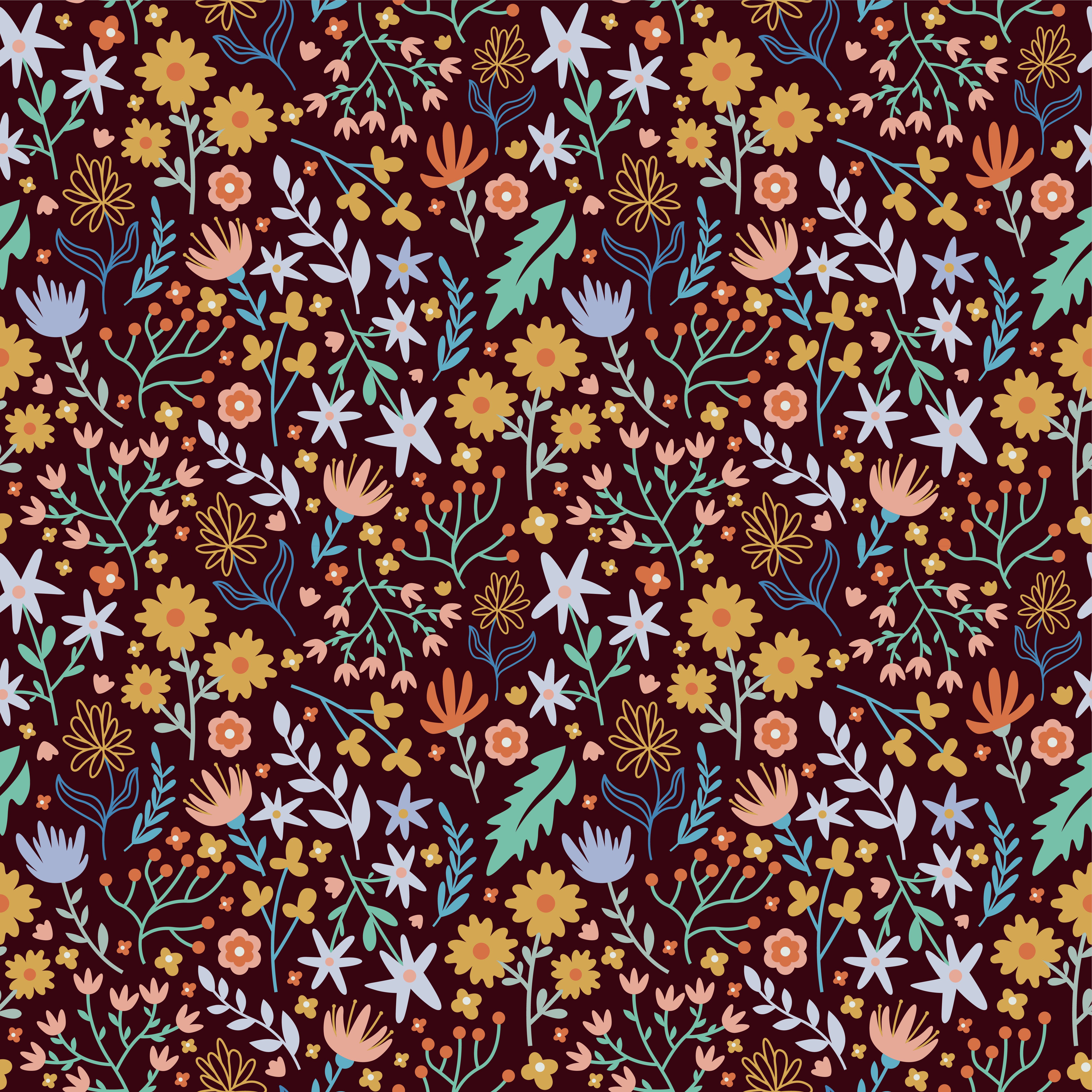 flower blooming floral leaf seamless pattern background Free Vector