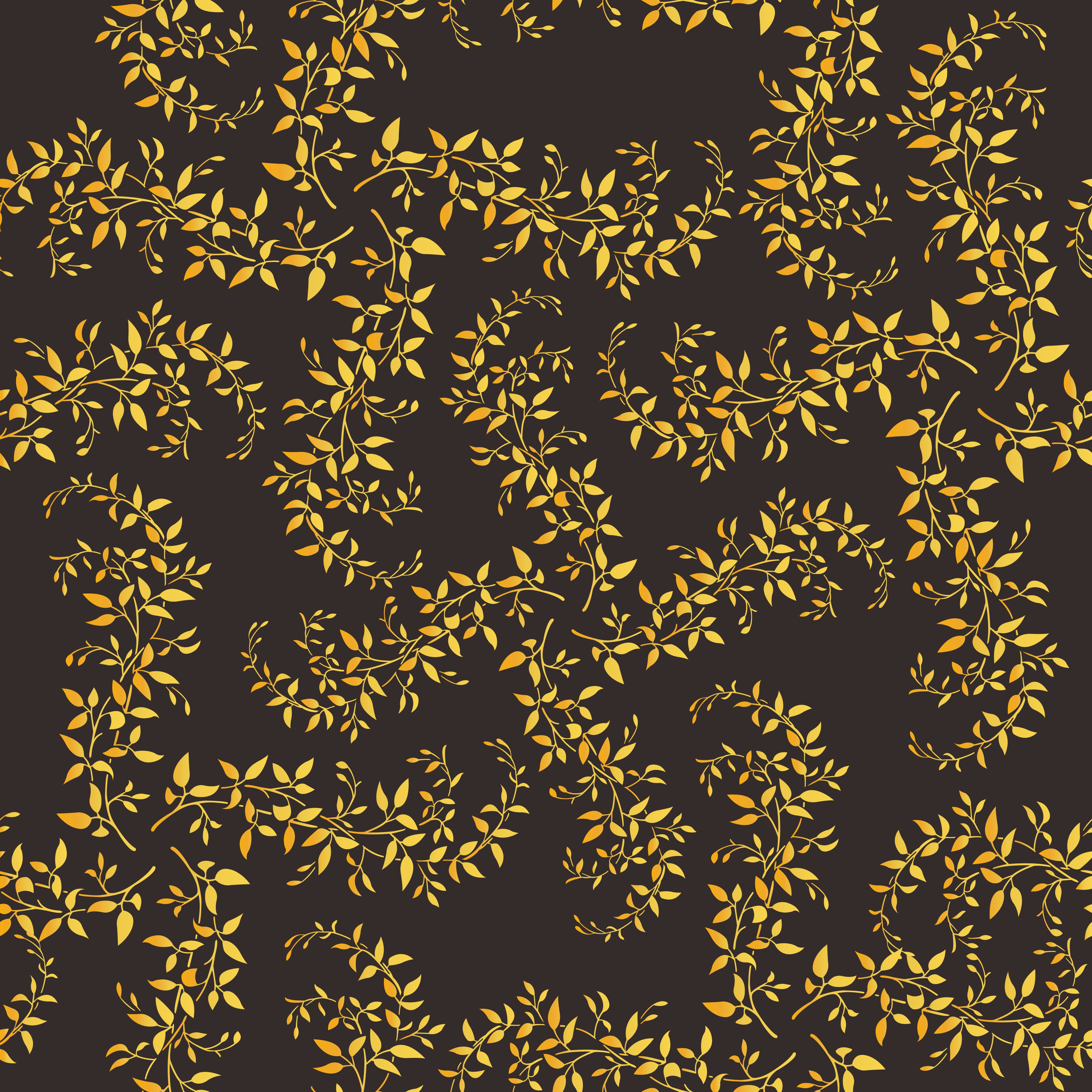 Golden leafs seamless pattern Free Vector