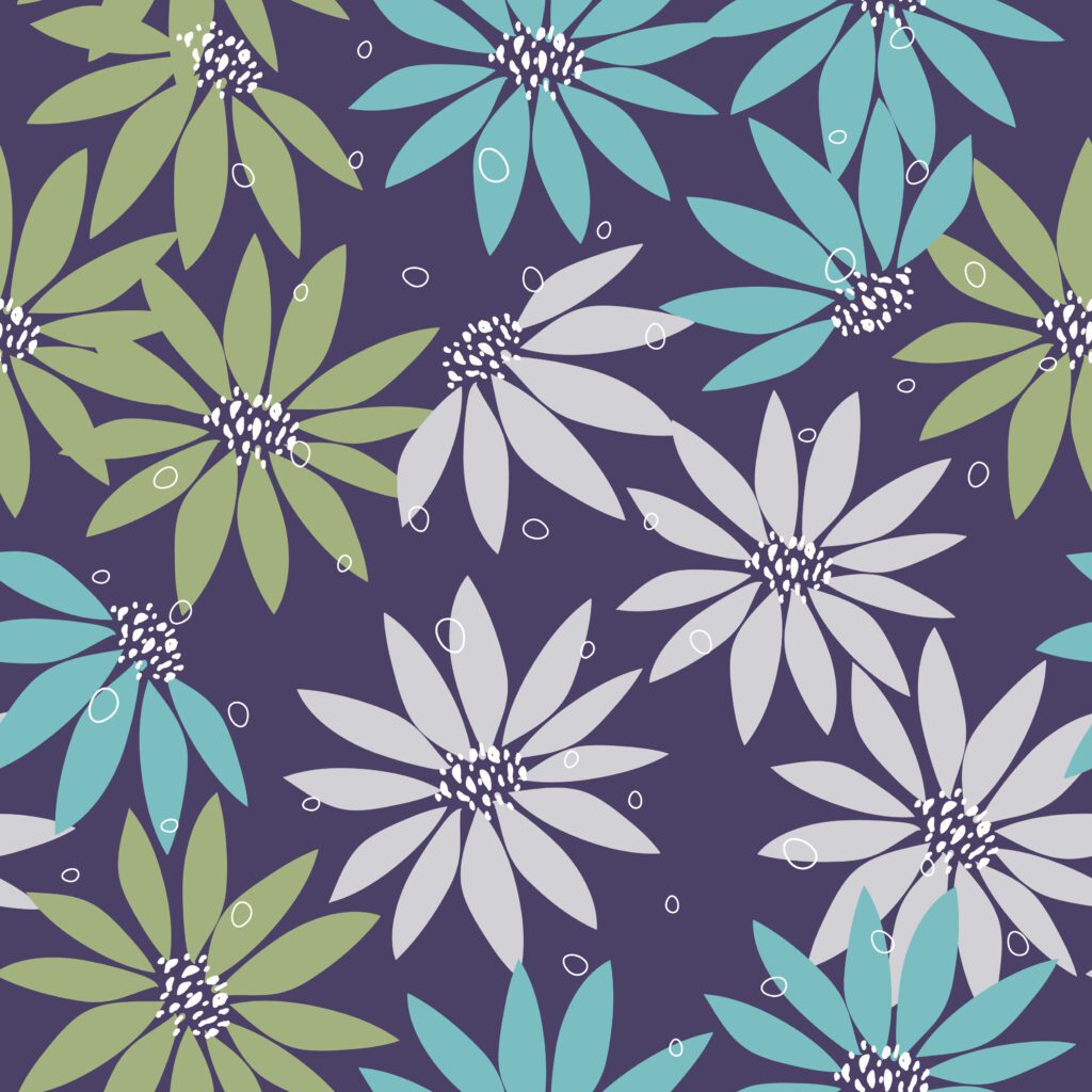 Gray green flower seamless pattern Free Vector