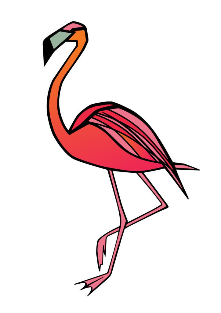 Pink flamingo illustration isolated on white background. Free Vector