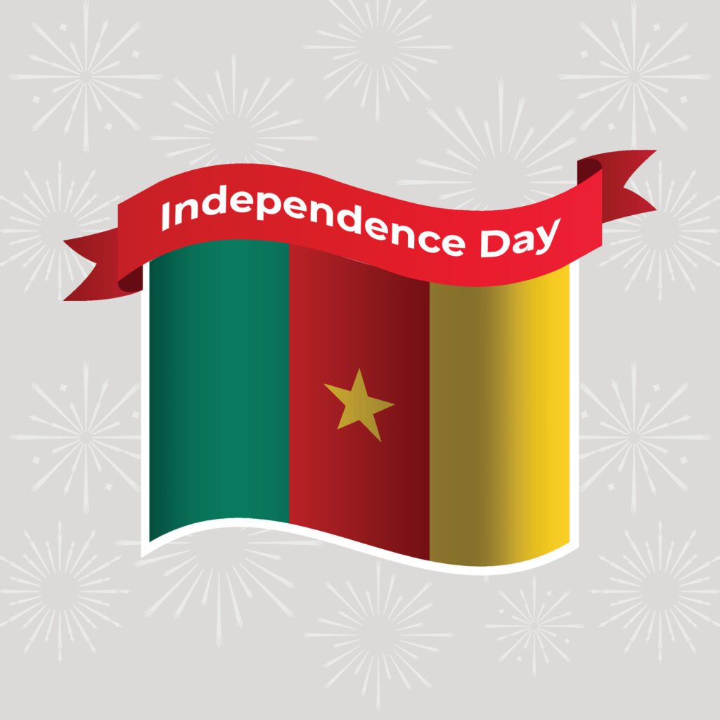 Cameroon Wavy Flag Independence Day Banner Background Free Vector