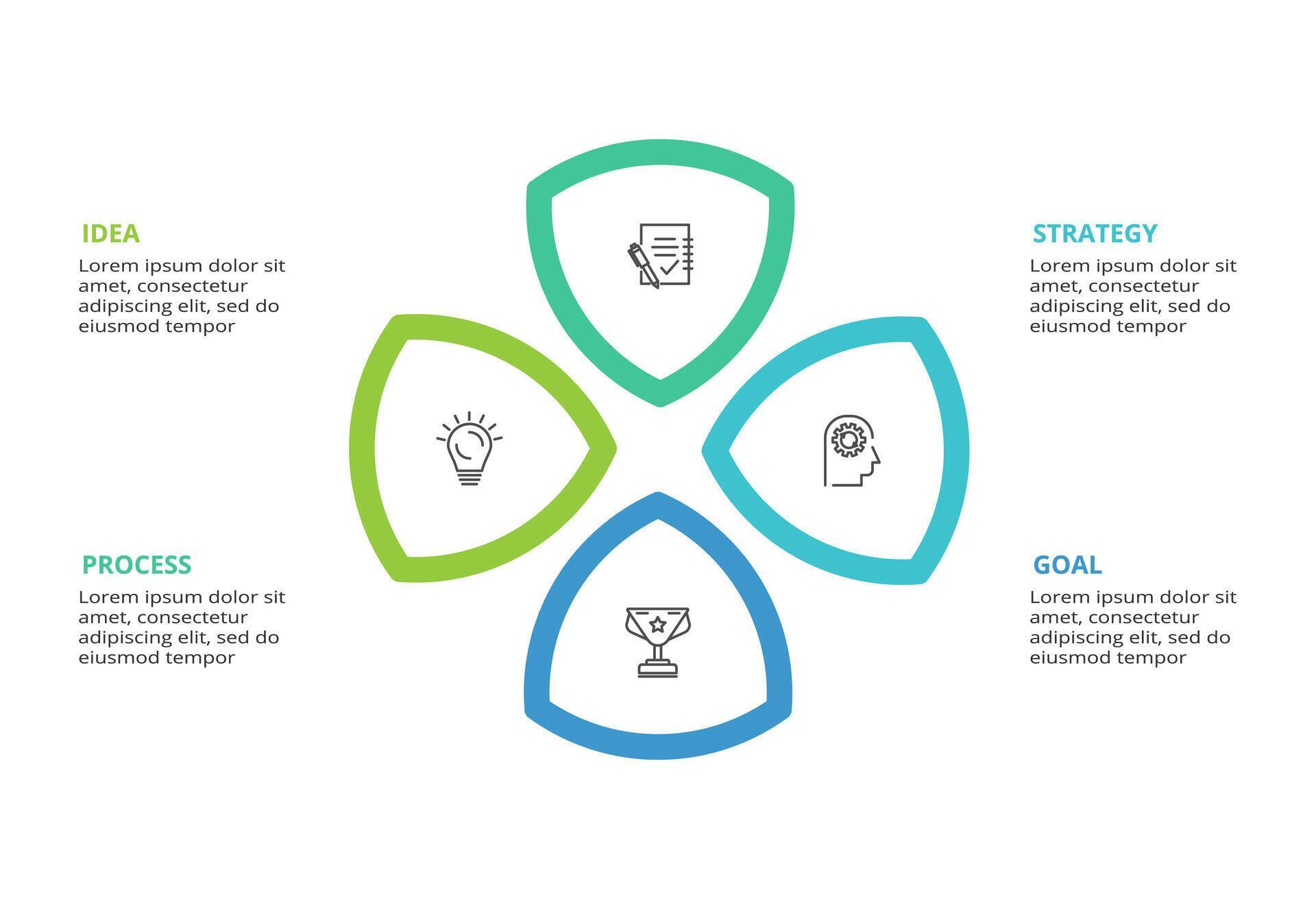 Abstract arrows of graph, diagram with 4 steps, options, parts or processes. business template for presentation Stock Free