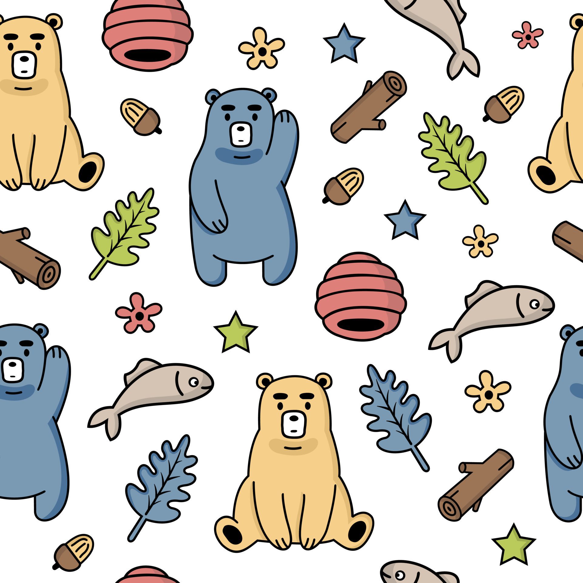 Seamless pattern honey bear design Free Vector