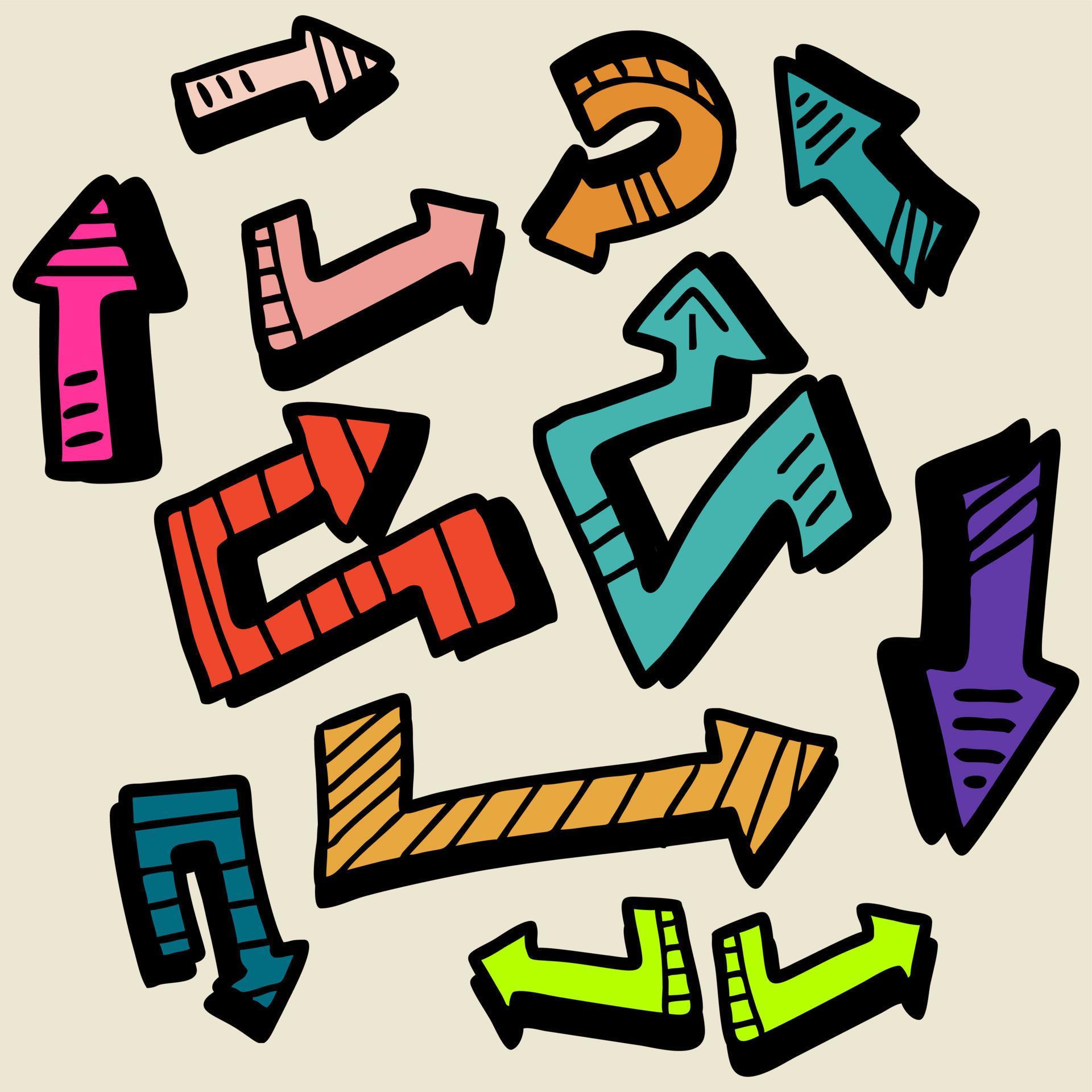 a set of arrow illustration vectors in old school doodle style Stock Free