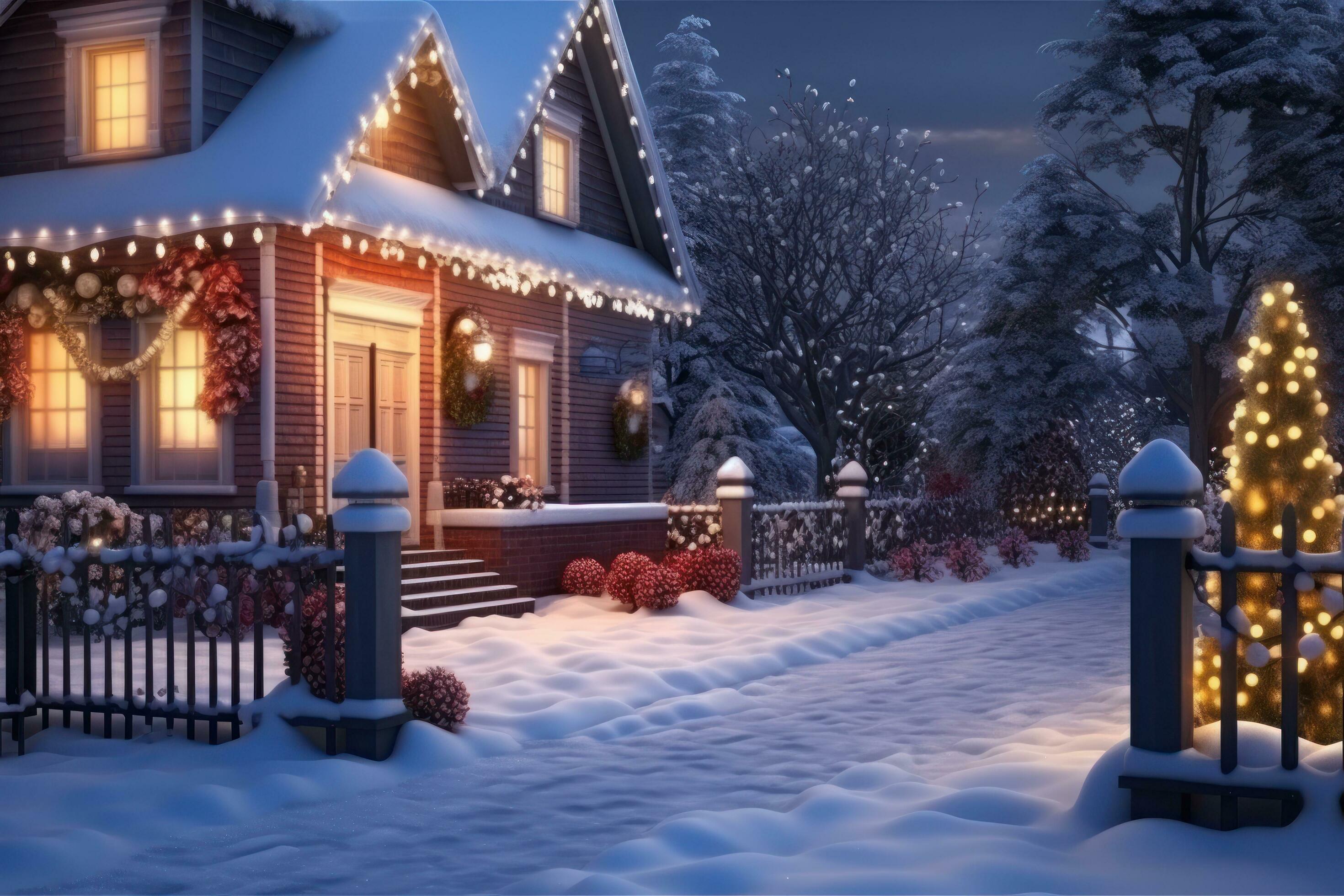 Magic Christmas winter house Stock Free