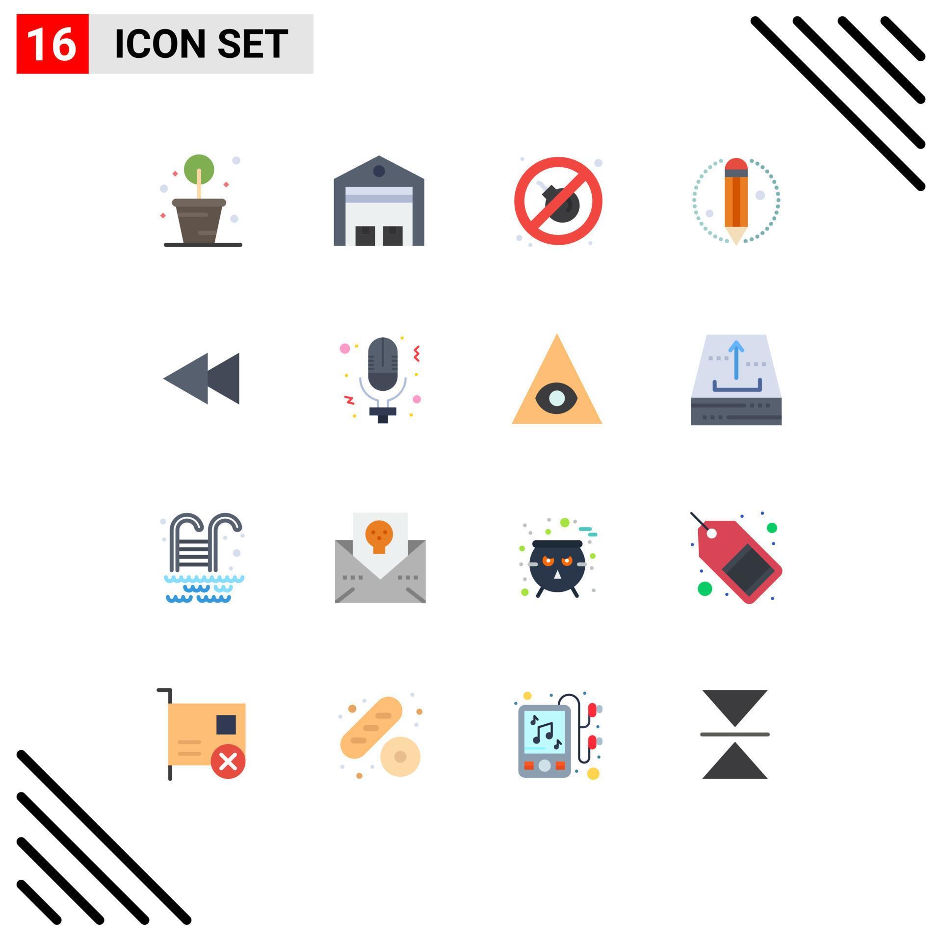 16 Creative Icons Modern Signs and Symbols of rewind back fire arrow process Editable Pack of Creative Vector Design Elements Stock Free