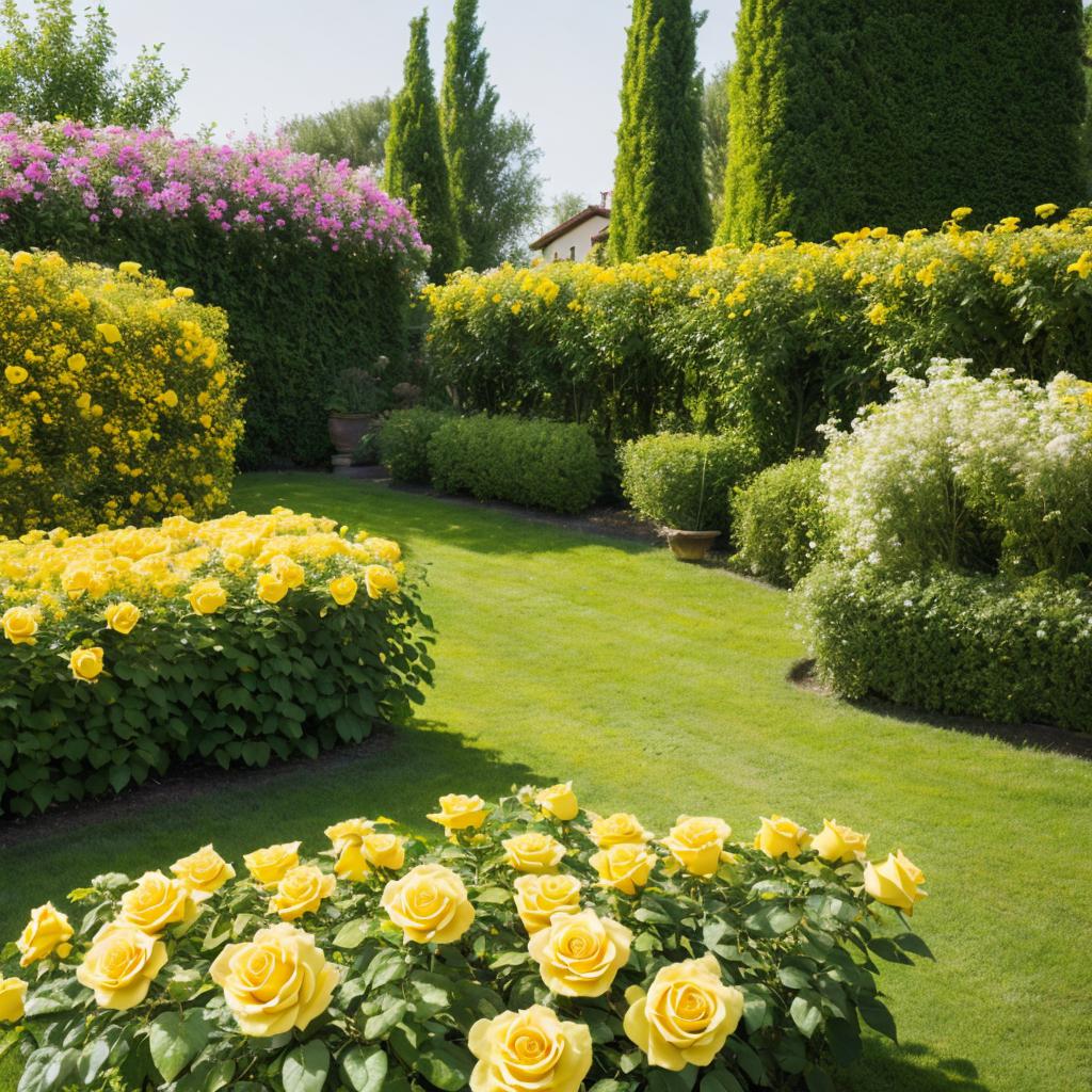 Gardening yellow roses italy by @ai_generated