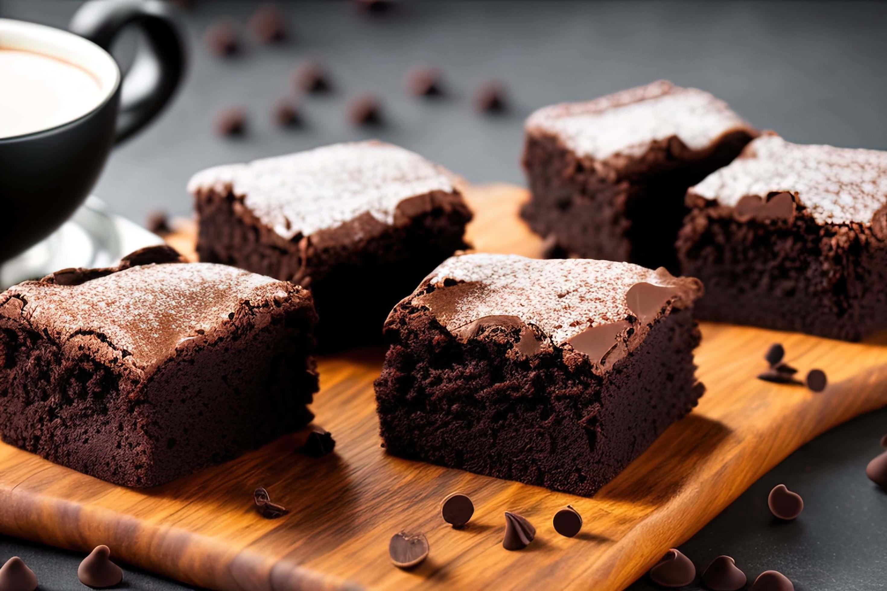 professional food photographyCoffee brownie covered with chocolate glaze with free space around it Stock Free