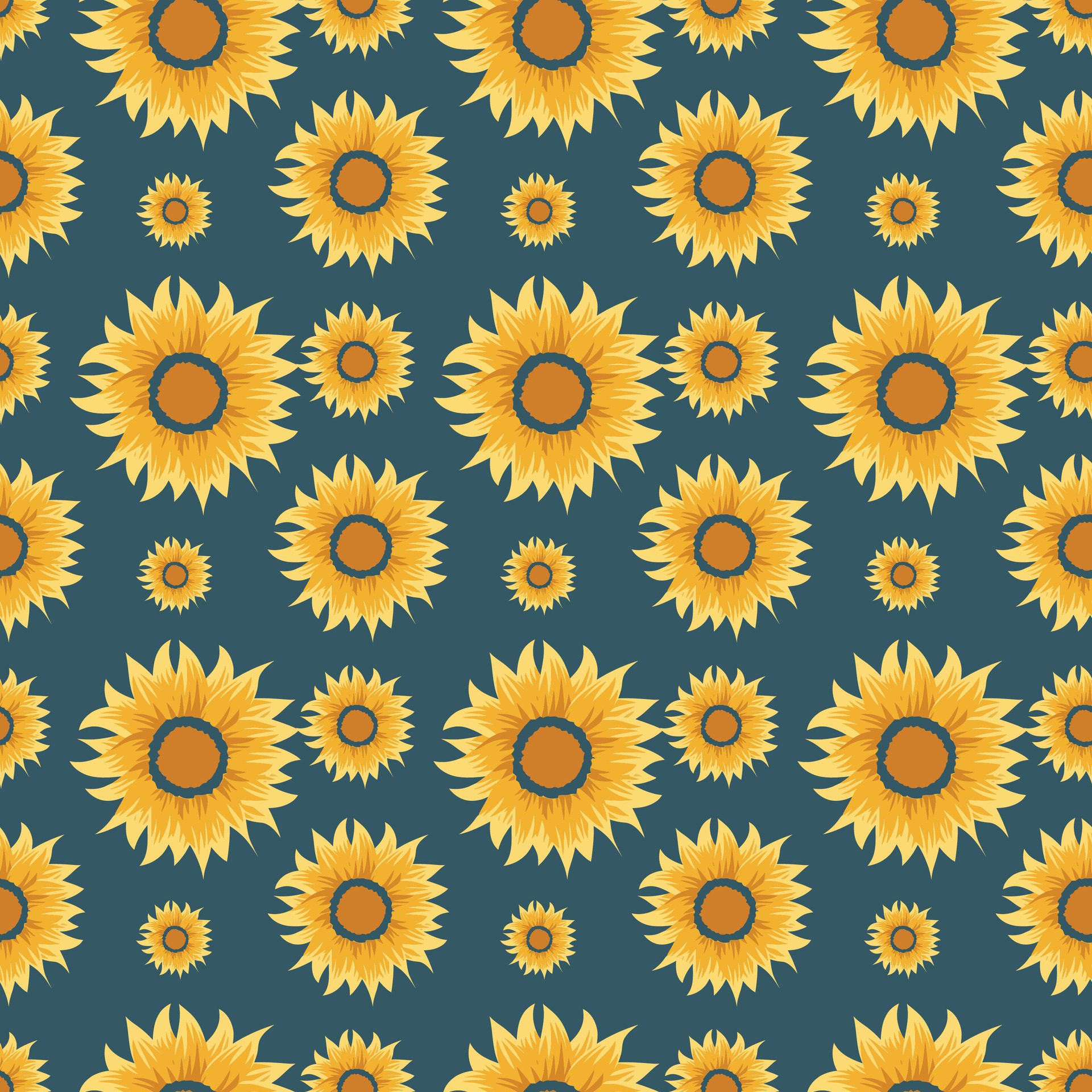 Sunflower Wakening Seamless Pattern Design Free Vector