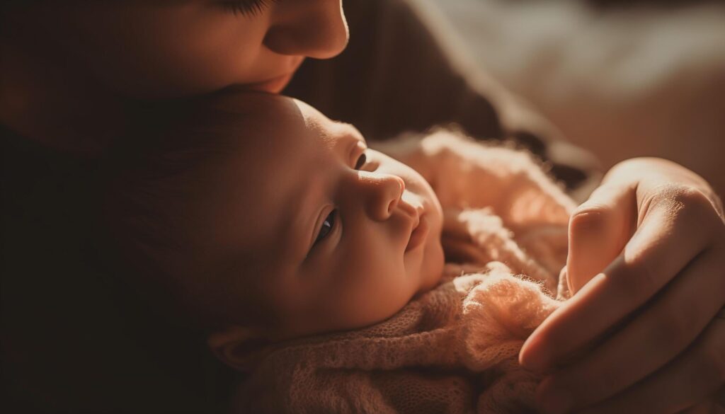 A mother love embracing her newborn baby girl, pure happiness generated by AI Free Photo