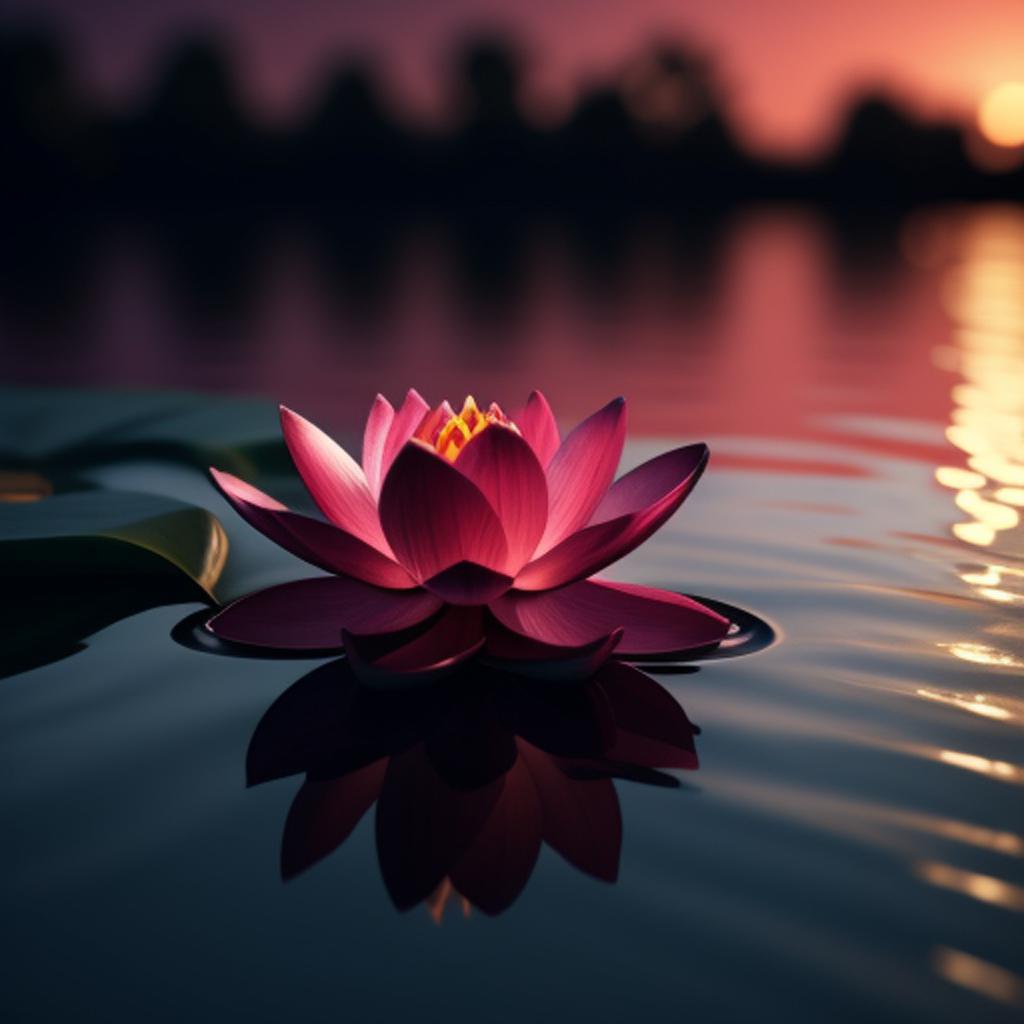 Maroon Lotus Flower On by @ai_generated