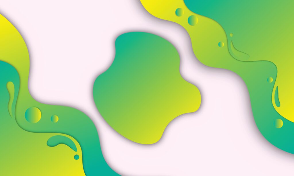 Abstract green and yellow gradient fluid shape background. Free Vector