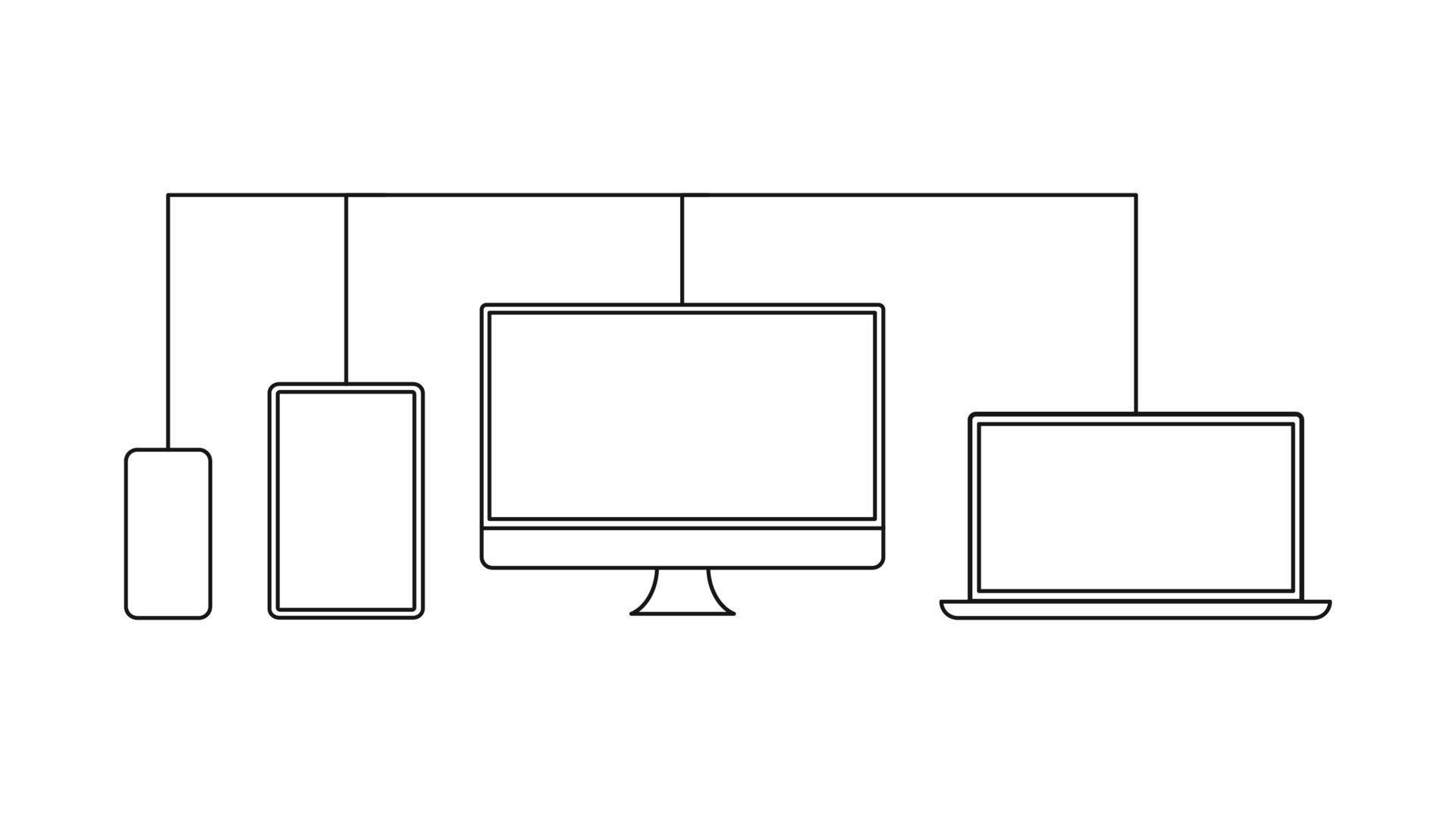 Devices synchronization with another devices. Line icons with arrow. Sync symbol Stock Free