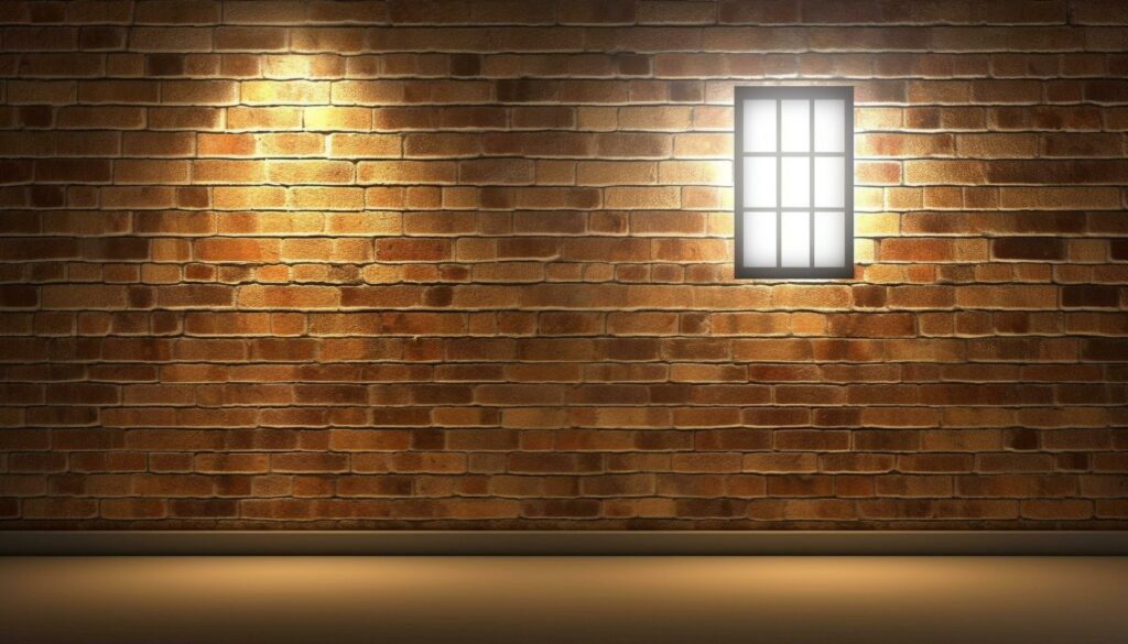 Abstract design illuminates modern loft apartment with rough brick backdrop generated by AI Stock Free