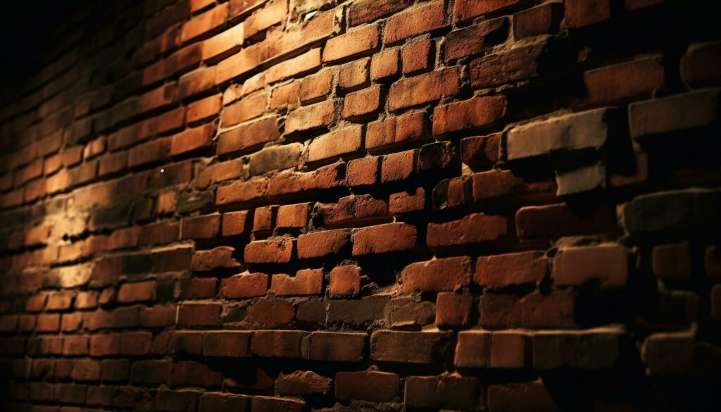 Abstract pattern of weathered brick wall, an ancient building feature generated by AI Stock Free